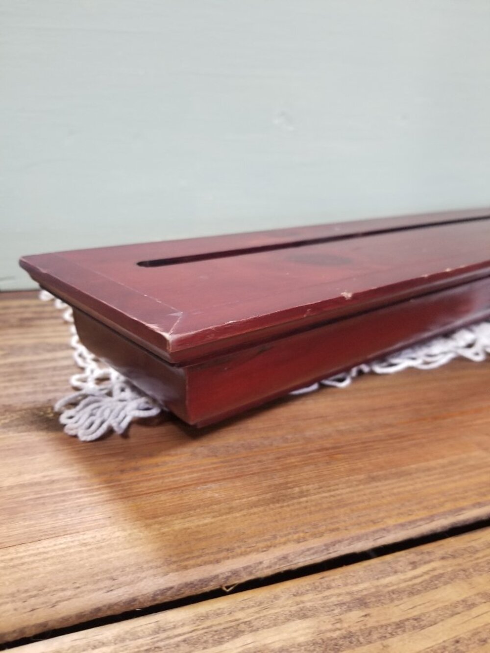 Vintage Wooden Shelf with Plate Groove 24 inch